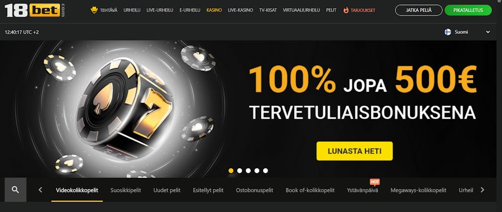 18betin tervetulotarjous