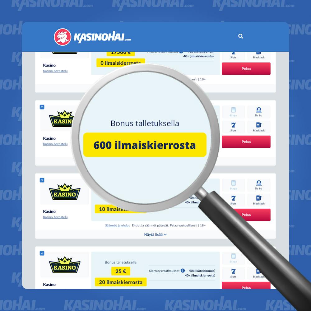Eniten ilmaiskierroksia