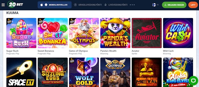 20betin pelivalikoima