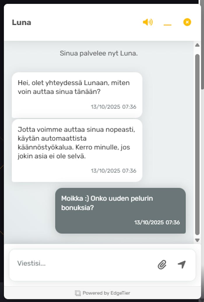 21casinon chat-tuki ja suomeksi keskustelua.