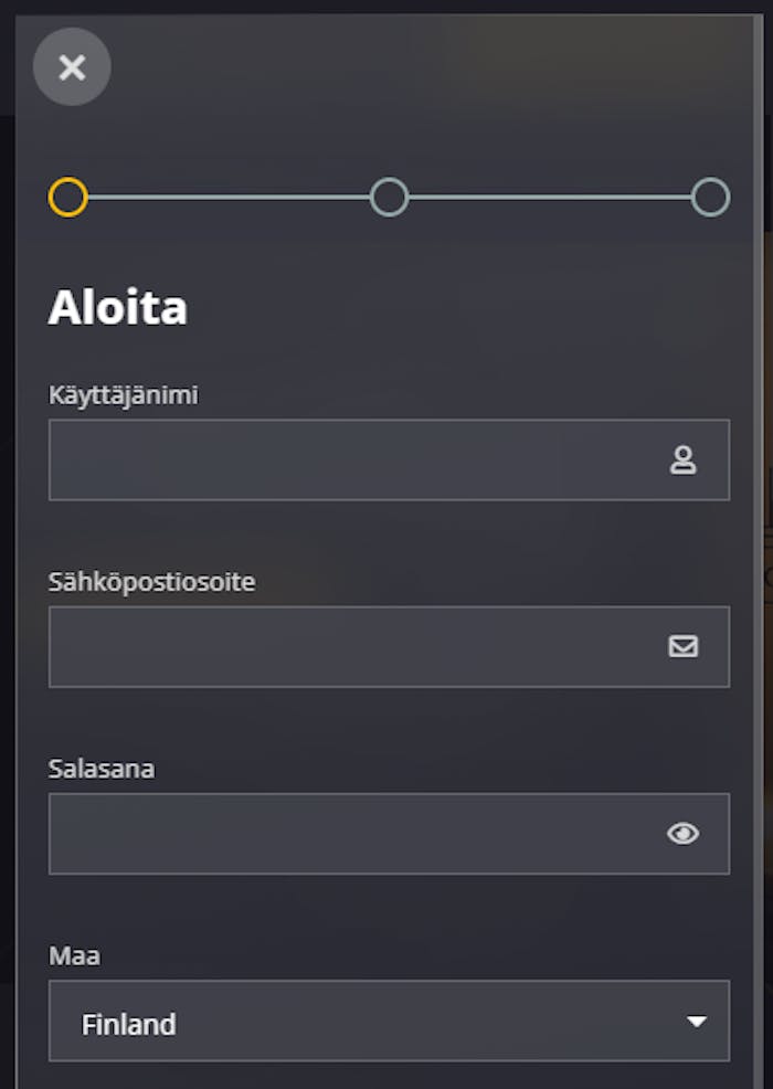 21casinon rekisteröintilomake joka on suomenkielinen.