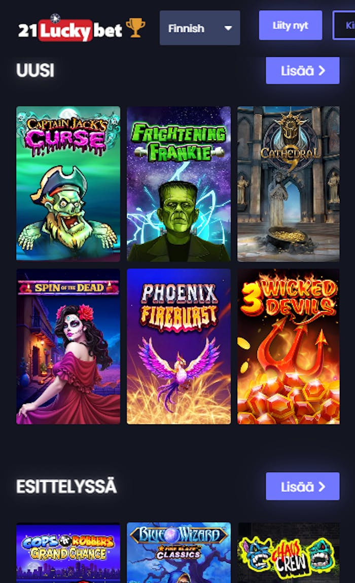 21luckybet kasino mobiilissa ja peliaula esittelyssä.