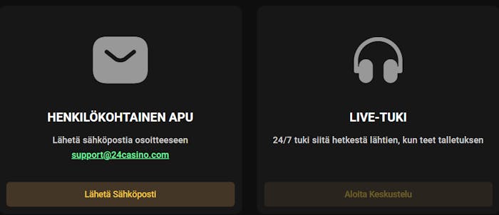 24 Casino asiakaspalvelu