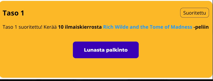 Boost Casinon kanta-asiakasohjelma palkitsi kymmenellä kierrätysvapaalla ilmaiskierroksella Rich Wilde and teh Tome of Madness -peliin.