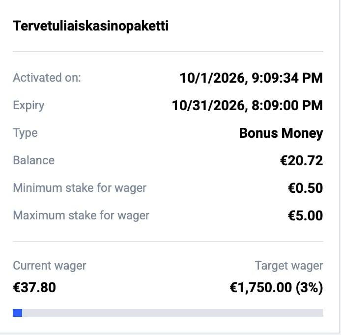 37,80 euroa eli 3 prosenttia kierrätyksestä täytettynä.