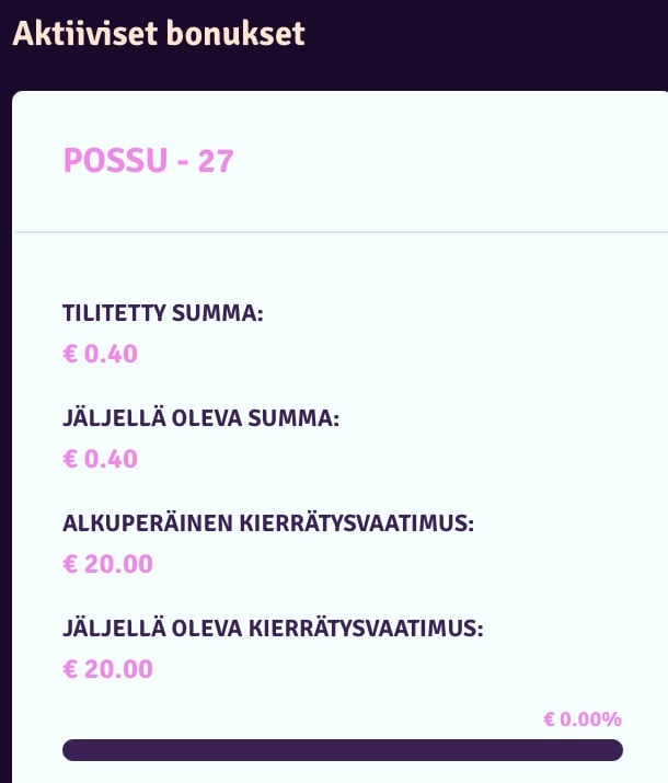 20 euron kierrätysvaatimus Possulla.