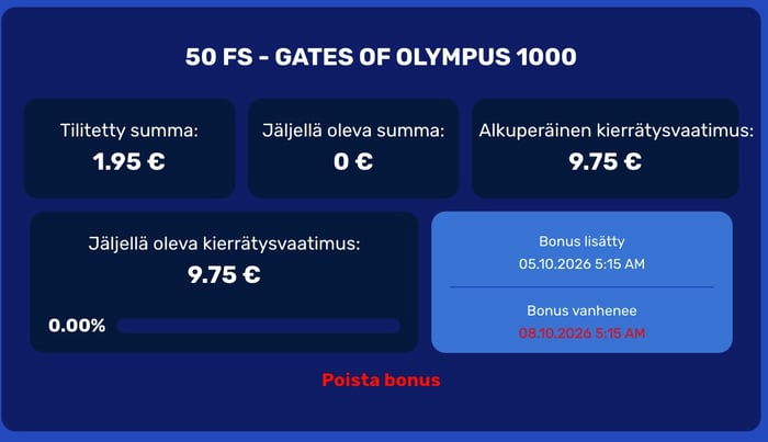 Toisen pelipäivän 9,75 euron kierrätysvaatimus.