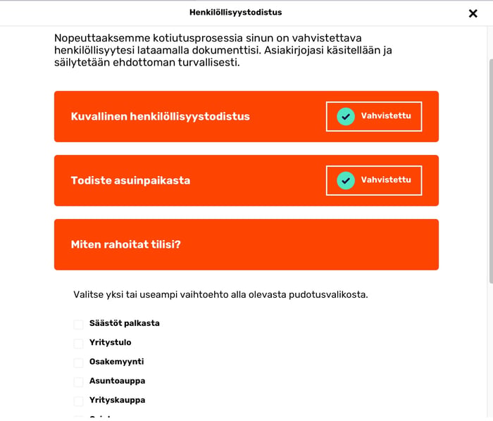 Lista vahvistetuista asiakirjoista.