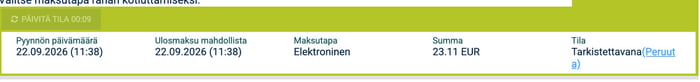 Aktiivinen nostopyyntö Vivatbetillä.