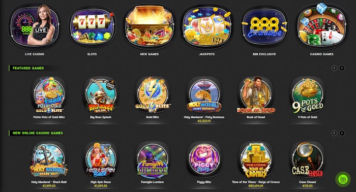pelejä 888 Casinzolla