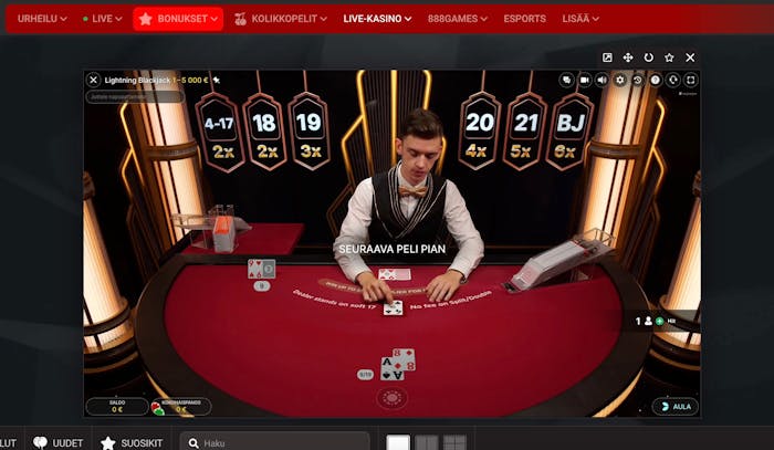 Mimmi pelaa Blackjackia 888 Starz Casinolla