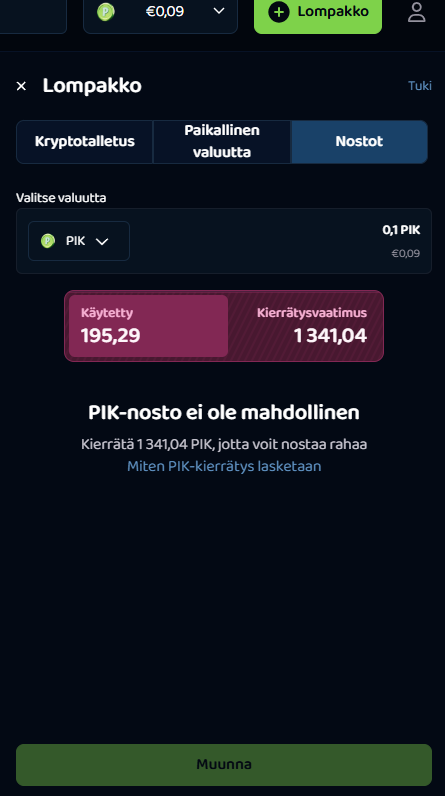 Kierrätyksen loppu 159,29 euroa.