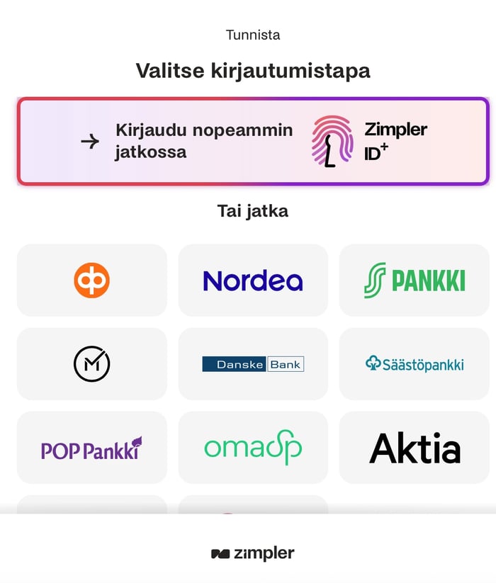 Zimpler-tunnistautuminen Wild Chance -kasinolla.