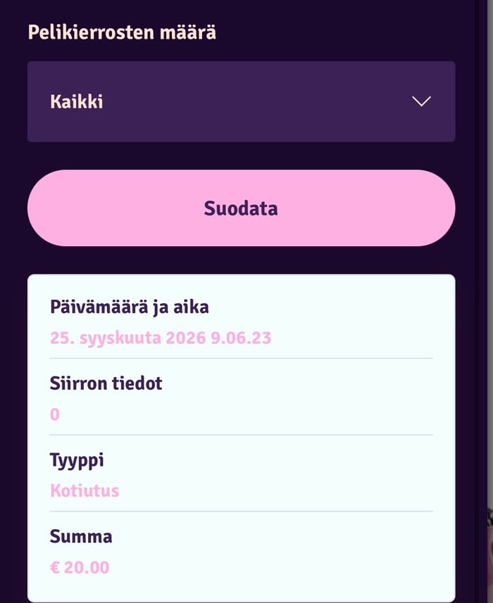 Peliseurantanäkymä Possulla.