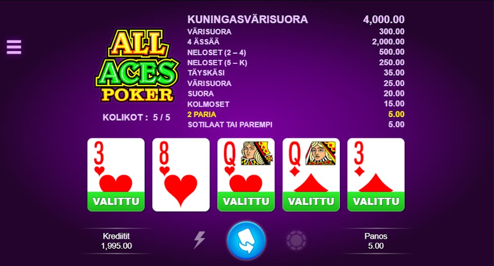 All Aces videopokeri