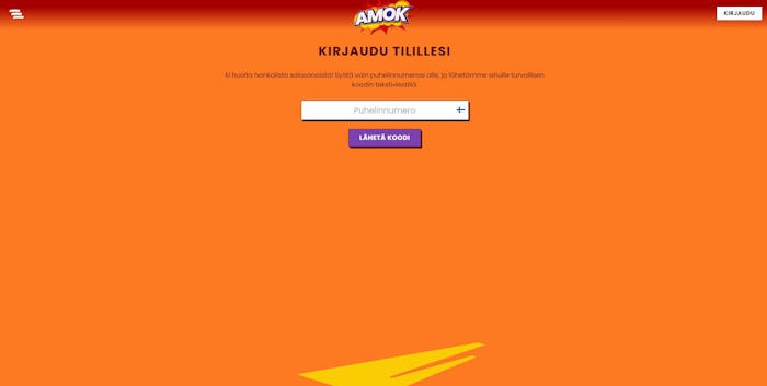 amok ilmoittautumissivu