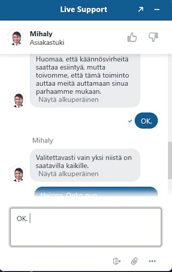 Aquawin asiakaspalvelu vastaa kysymykseen ystävällisesti