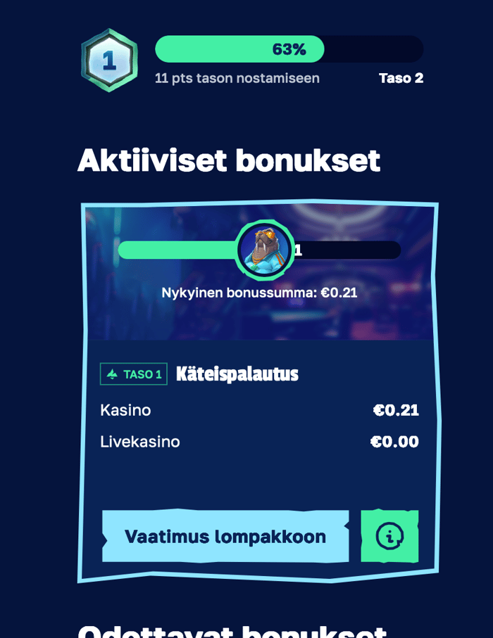 Arcticin uskollisuusohjelman toinen taso.