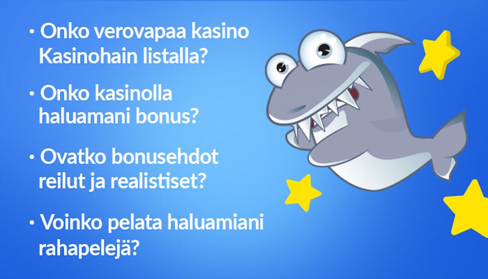 Kasinohai kertoo miten valita paras verovapaa nettikasino.