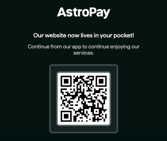 QR-koodi, josta voi ladata AstroPay-sovelluksen