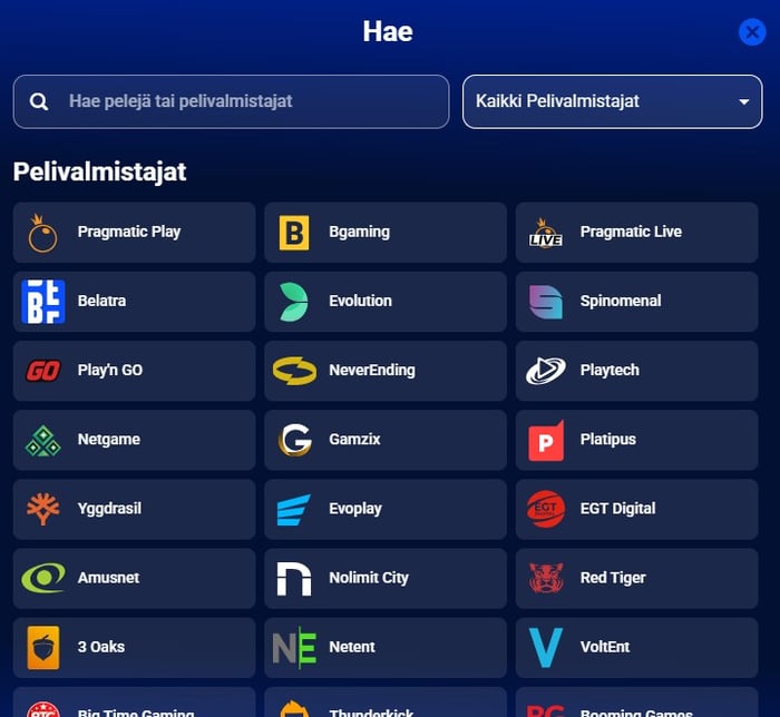 Azurslot kasinon pelivalmistajaluettelo.