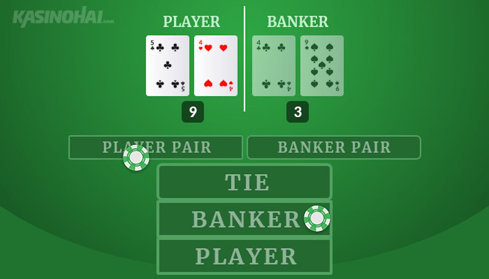 Baccarat panos pankkiirille Player Pair -sivuvedolla