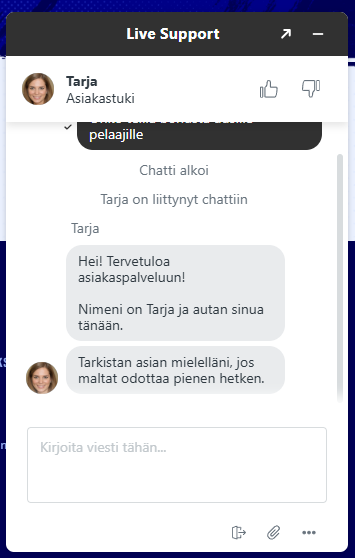 Bankonbet kasinon chat-tuki ja suomeksi keskustelua.