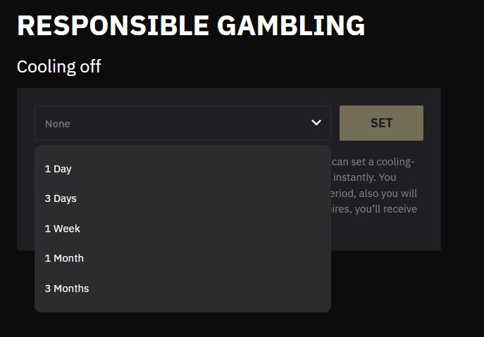 Belabet Casinolla voi asettaa jäähdyttelyjakson, jonka kesto vaihtelee 1 päivästä 3 kuukauteen.