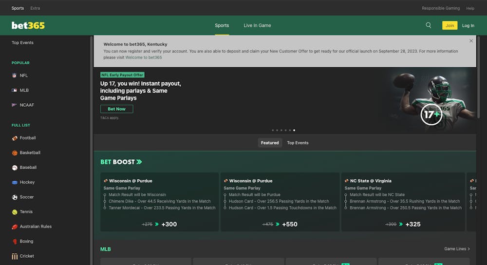 Bet365 Casinon etusivu