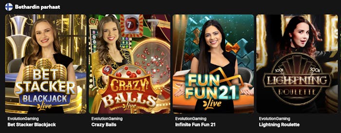 Bethard live kasinolla voit pelata hauskoja pelejä kuten Crazy Balls