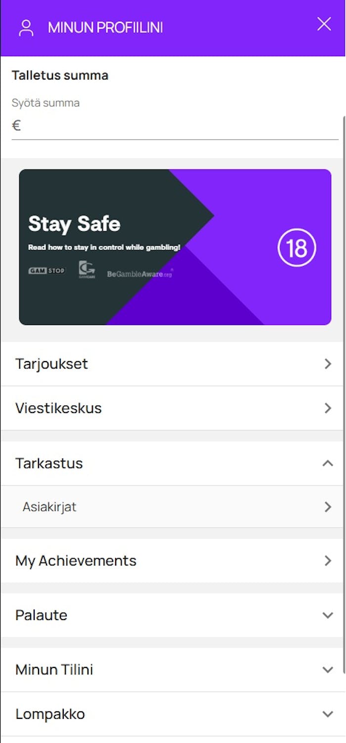 Betkwiff casino Minun Profiilini -osio on oikea paikka pelirajojen asettamiseen.