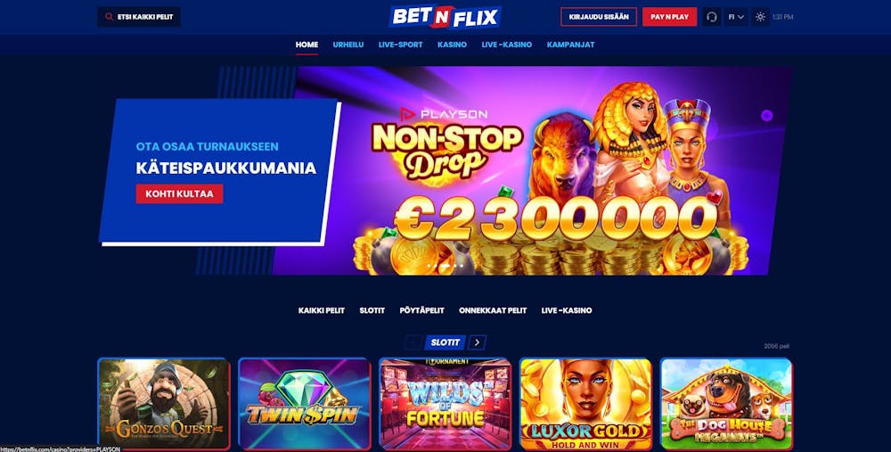 Bet n Flix Casinon etusivu