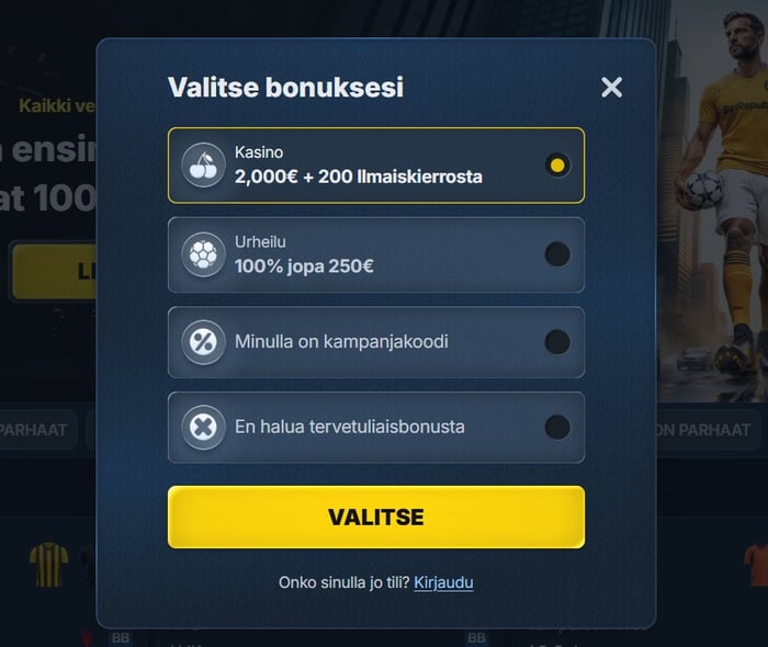 Betrepublicin bonuksen lunastaminen.