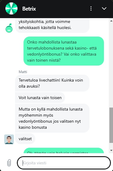 Betrix asiakaspalvelussa vastataan ystävällisesti