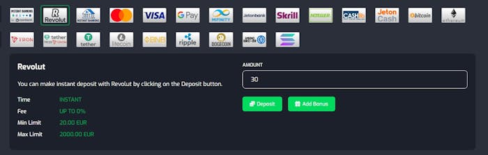 Betroom 24 Casino talletus Revolutin kautta.