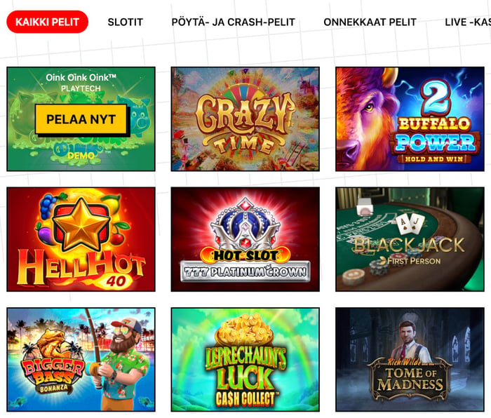 Betsamigo Casinon peliaula ja pelejä