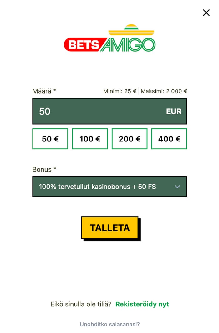 Betsamigo Casinolle voi rekisteröityä helposti pankkitunnuksilla