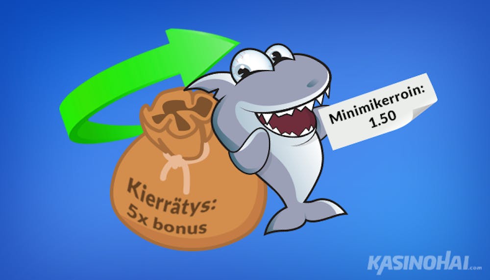 Vedonlyöntibonuksen ehtoja, kuten kierrätysvaatimus ja minimikerroin.