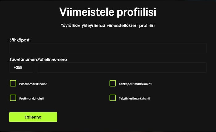 Cyber City Casinon rekisteröityminen viimeistellään syöttämällä sähköposti.