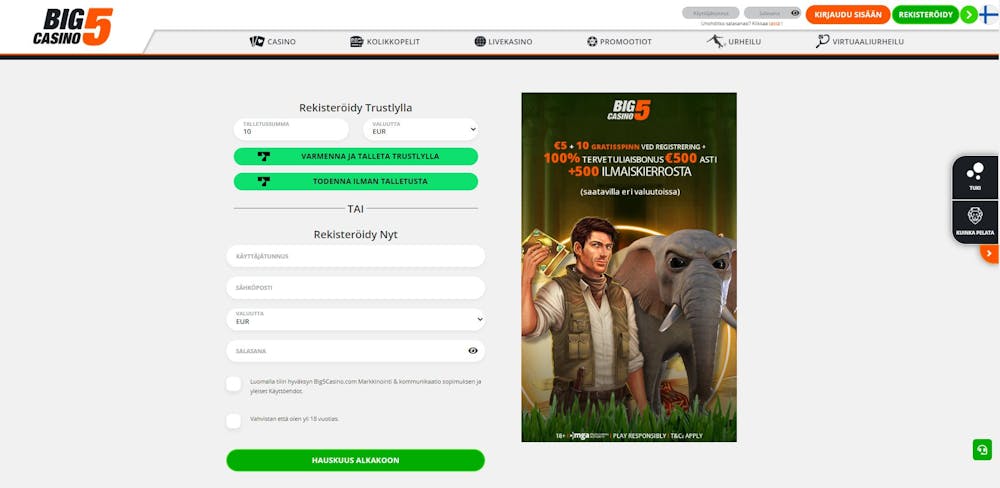 big5 casino Ilmoittautumisikkuna