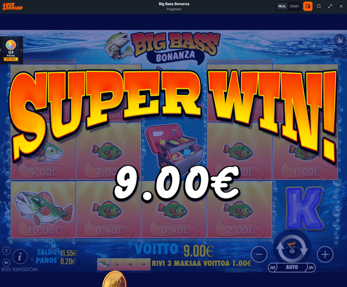 Luck Leopardin suurin voitto 9 euroa.