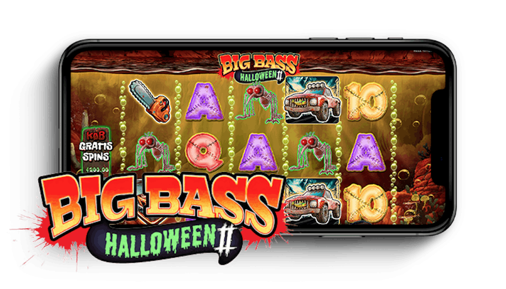 Big Bass Halloween 2 kolikkopeli puhelimen ruudulla