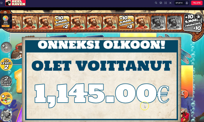Reel Raven Casinon Big Bass Splash -testissä 1 145 euron suurin voitto