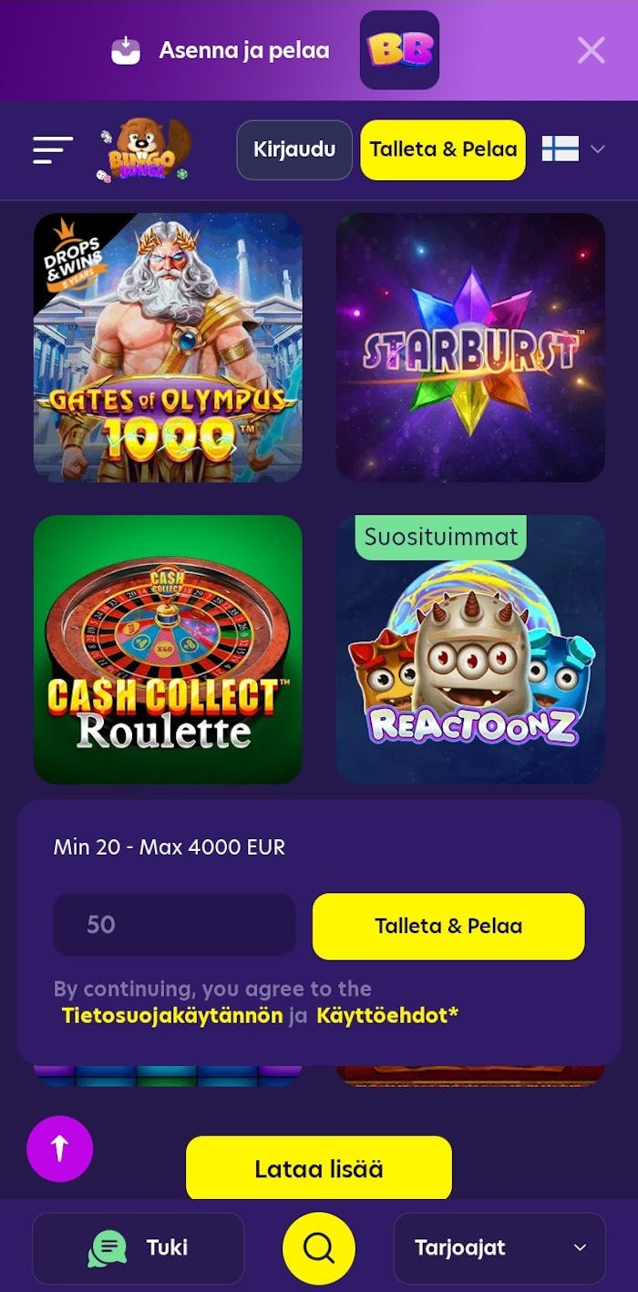 Bingobongo mobiilissa