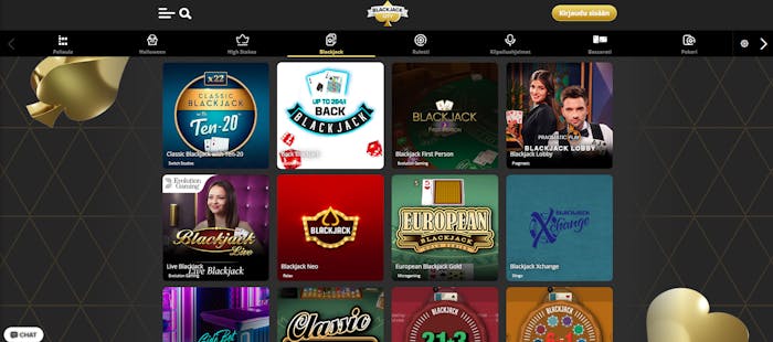 Blackjackcityn pelivalikoima