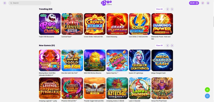 Boo Casinolla korostuvat trendaavat ja uudet kolikkopelit, kuten Diamonds Power ja Queen of Lightning.