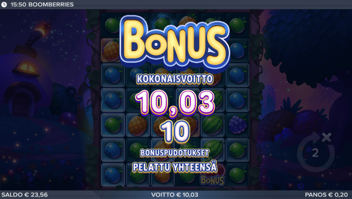 10,03 euron Boom Berries -voitto.
