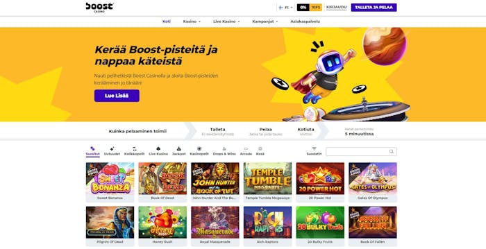 Boost casino on selkeä heti alusta alkaen