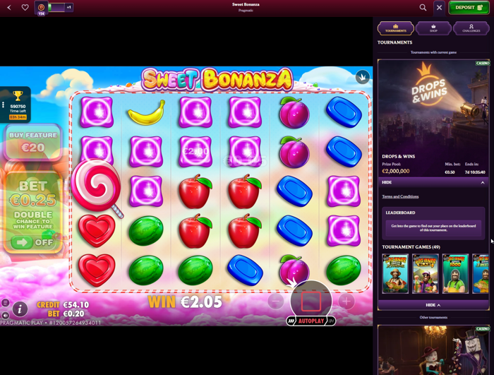 2,05 euron voitto Sweet Bonanzassa.