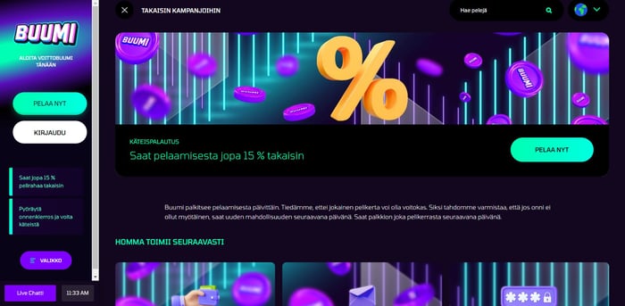Buumi käteispalautus